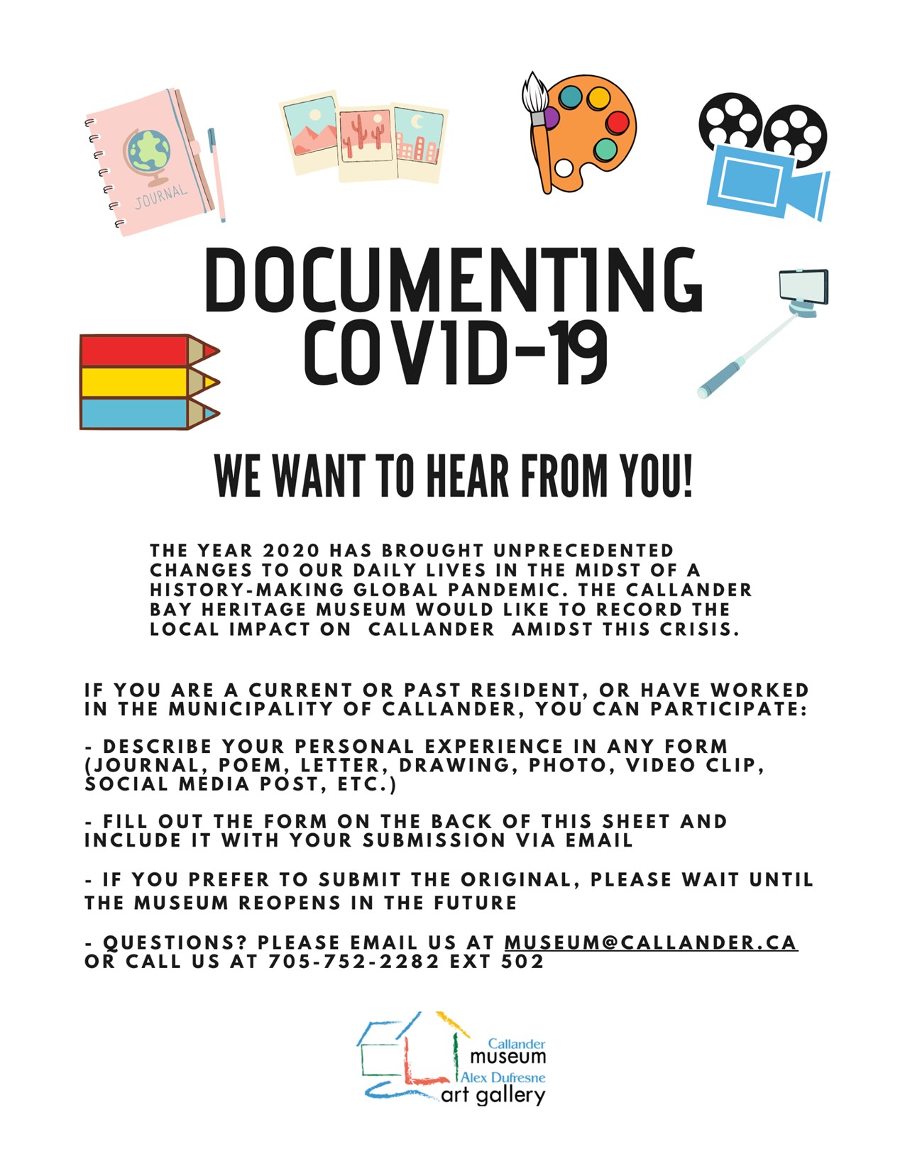 Poster for Callander COVID-19 Documentation Project